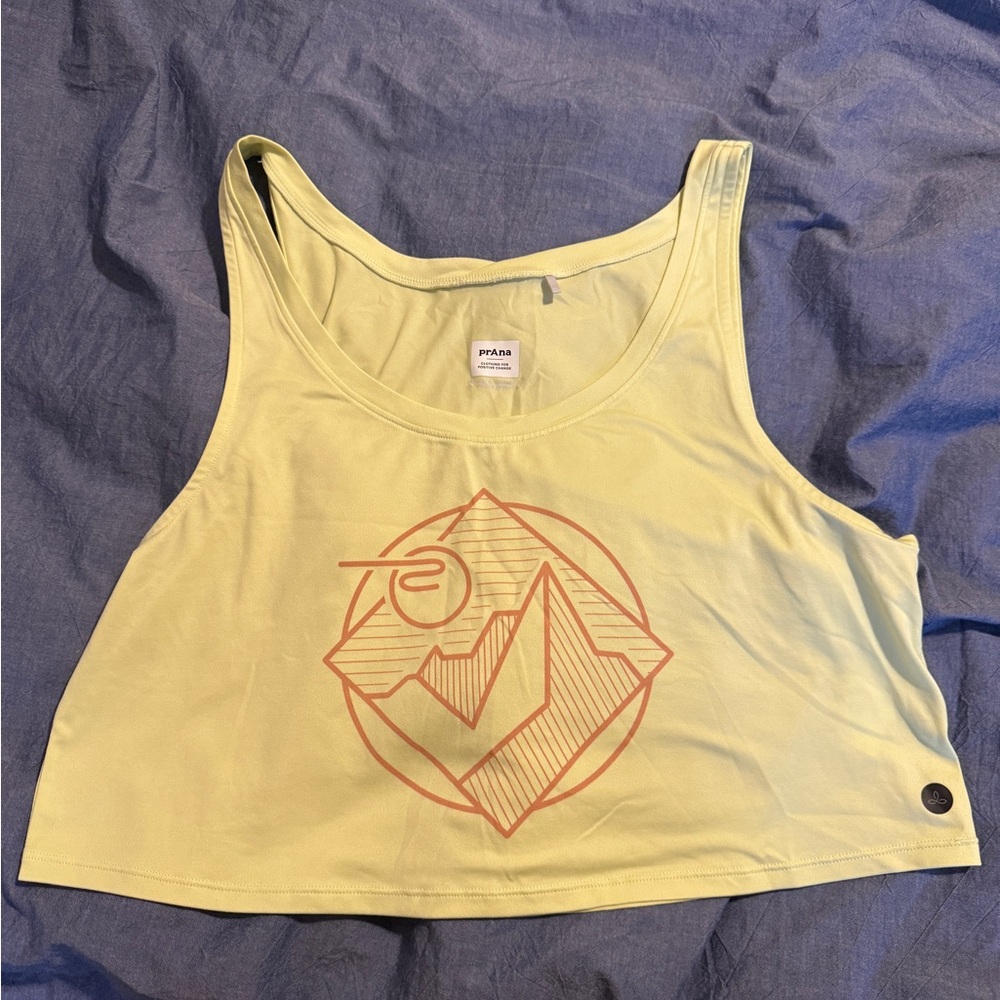 prAna Women’s Alpenglow Crop Tank Lime Squeeze Mountain Size Small